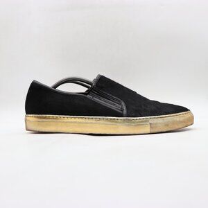 Balmain Paris Calf Hair Slip On Men's Size EU 45 Black And Gold Sneakers Italy